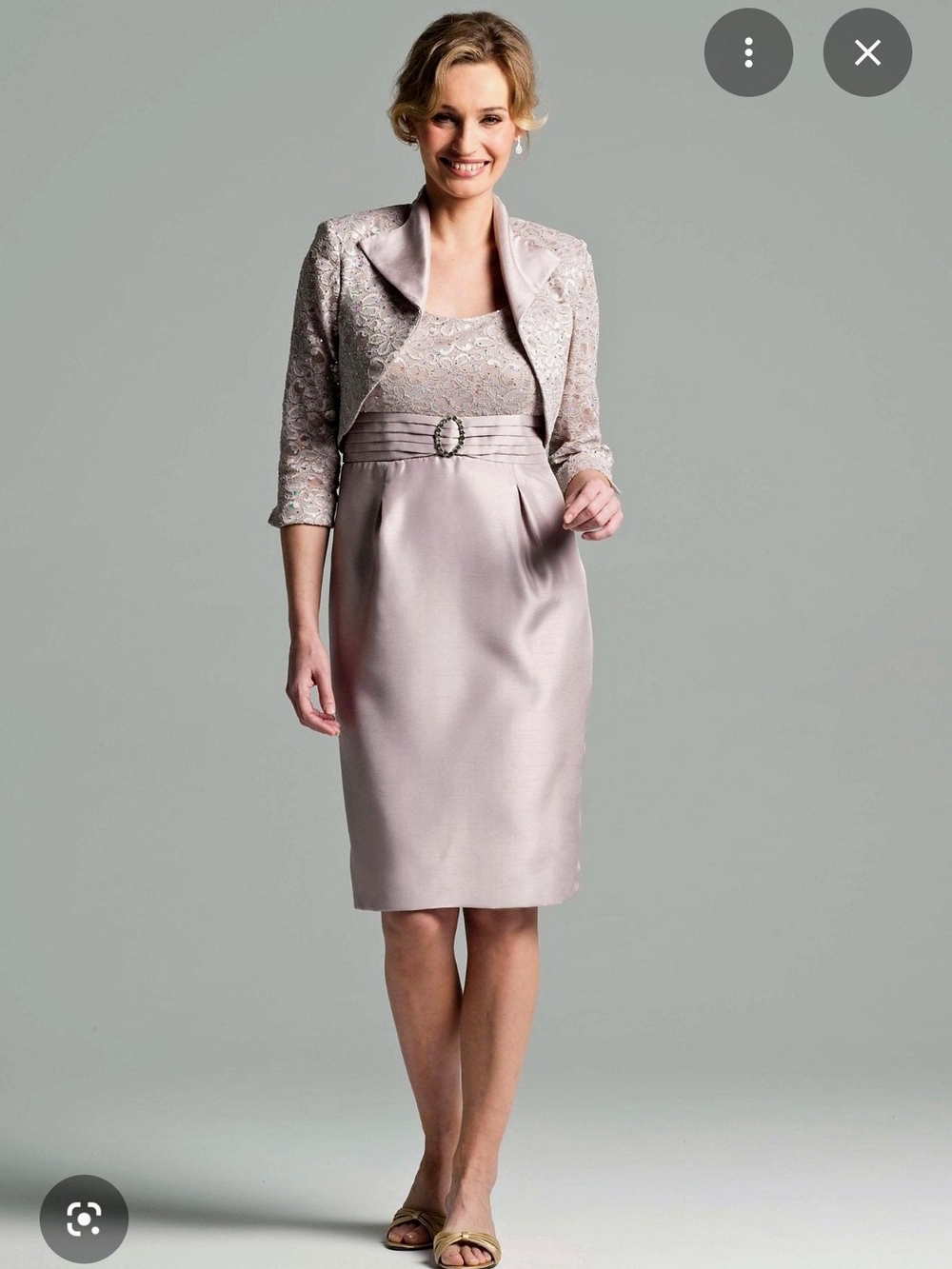 David’s Bridal Lace & Shantung Jacket Dress Mother of the Bride Formal Champagne